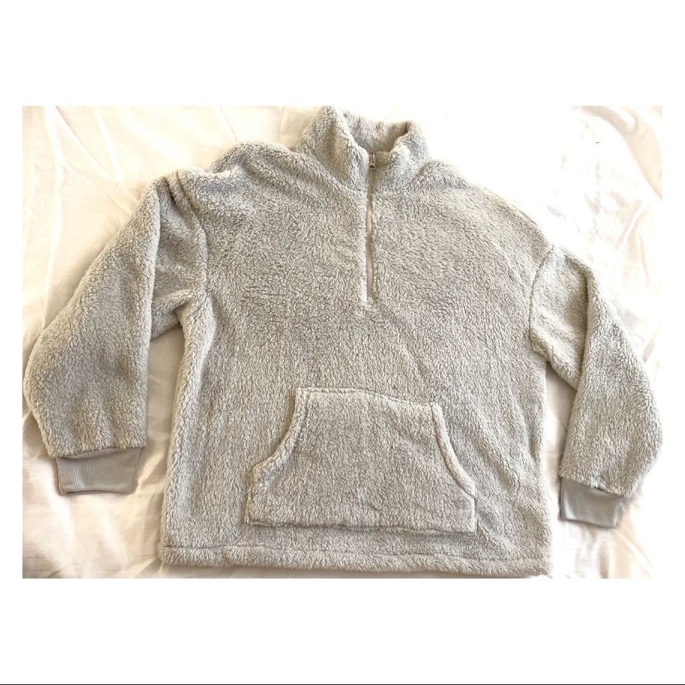 Grey half zip fuzzy sweater Womens XL